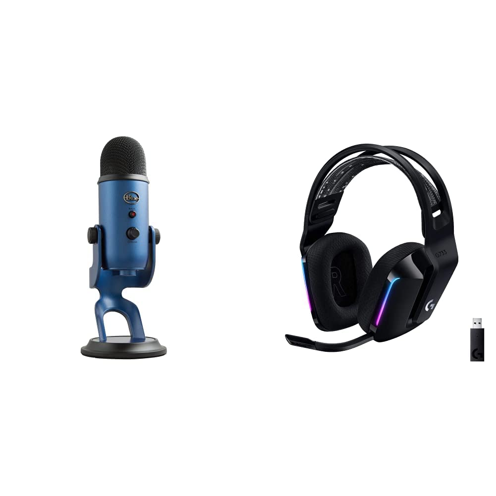 Logitech for Creators Blue Yeti USB Microphone for Gaming, Streaming, Podcasting, Twitch, YouTube, Discord, Recording for PC and Mac, 4 Polar Patterns, Studio Quality Sound, Plug & Play-Blackout