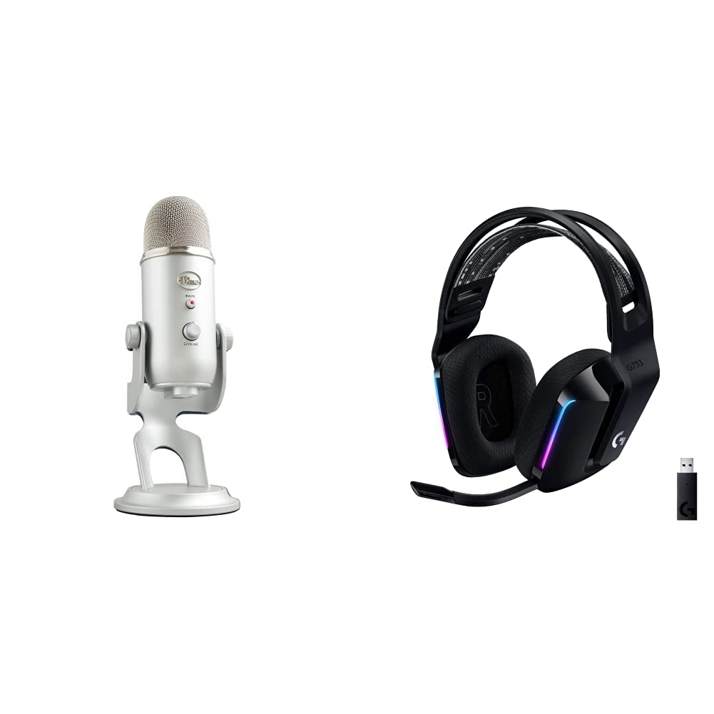 Logitech for Creators Blue Yeti USB Microphone for Gaming, Streaming, Podcasting, Twitch, YouTube, Discord, Recording for PC and Mac, 4 Polar Patterns, Studio Quality Sound, Plug & Play-Blackout