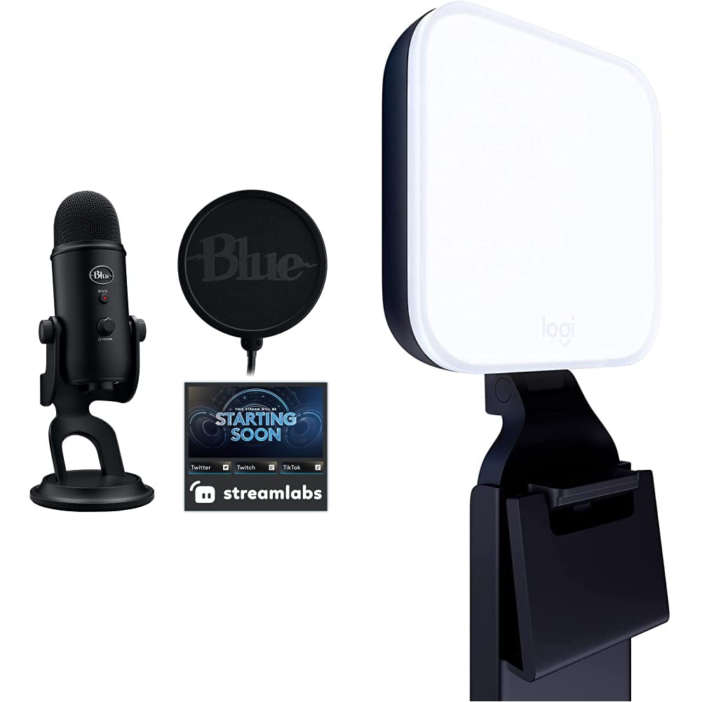 Logitech for Creators Blue Yeti USB Microphone for Gaming, Streaming, Podcasting, Twitch, YouTube, Discord, Recording for PC and Mac, 4 Polar Patterns, Studio Quality Sound, Plug & Play-Blackout