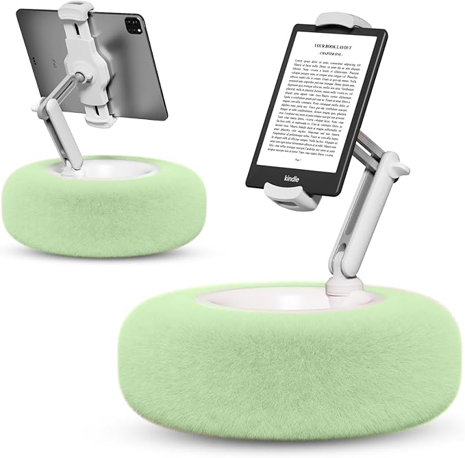 Tablet Stand Pillow, Compatible with 4.7"-13" Phone/Tablet, 360°Adjustable Phone Holder for Bed with Soft Plush, and Detachable Bowl