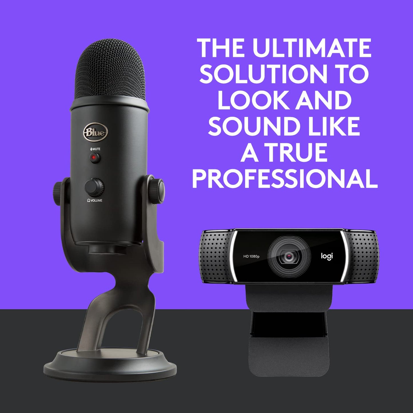 Logitech for Creators Blue Yeti USB Microphone for Gaming, Streaming, Podcasting, Twitch, YouTube, Discord, Recording for PC and Mac, 4 Polar Patterns, Studio Quality Sound, Plug & Play-Blackout