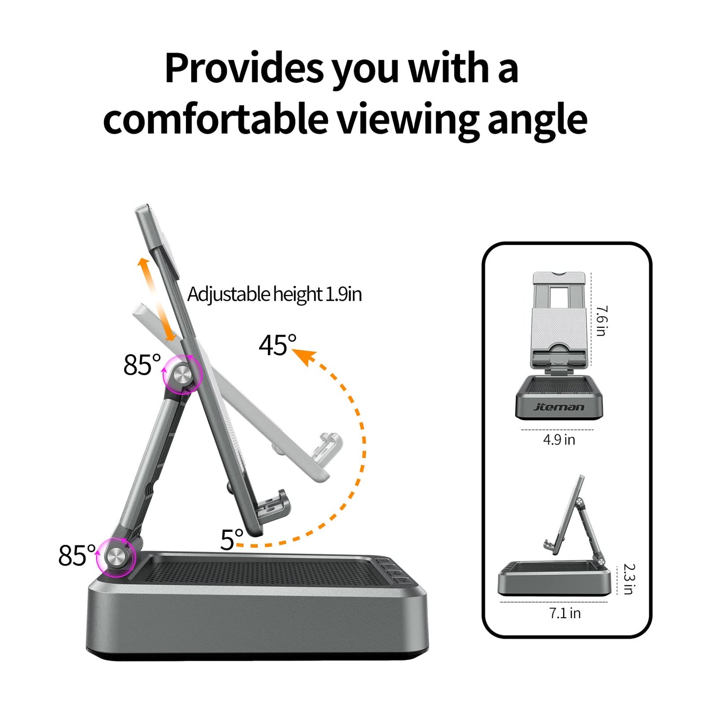 Cell Phone Stand with Wireless Bluetooth Speaker and Anti-Slip Base HD Surround Sound Perfect for Home and Outdoors with Bluetooth Speaker for Desk Compatible with iPhone/ipad/Samsung Galaxy