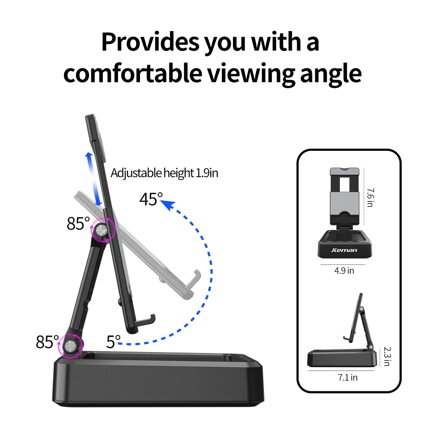 Cell Phone Stand with Wireless Bluetooth Speaker and Anti-Slip Base HD Surround Sound Perfect for Home and Outdoors with Bluetooth Speaker for Desk Compatible with iPhone/ipad/Samsung Galaxy