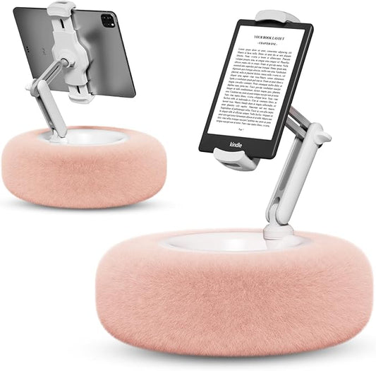 Tablet Stand Pillow, Compatible with 4.7"-13" Phone/Tablet, 360°Adjustable Phone Holder for Bed with Soft Plush, and Detachable Bowl