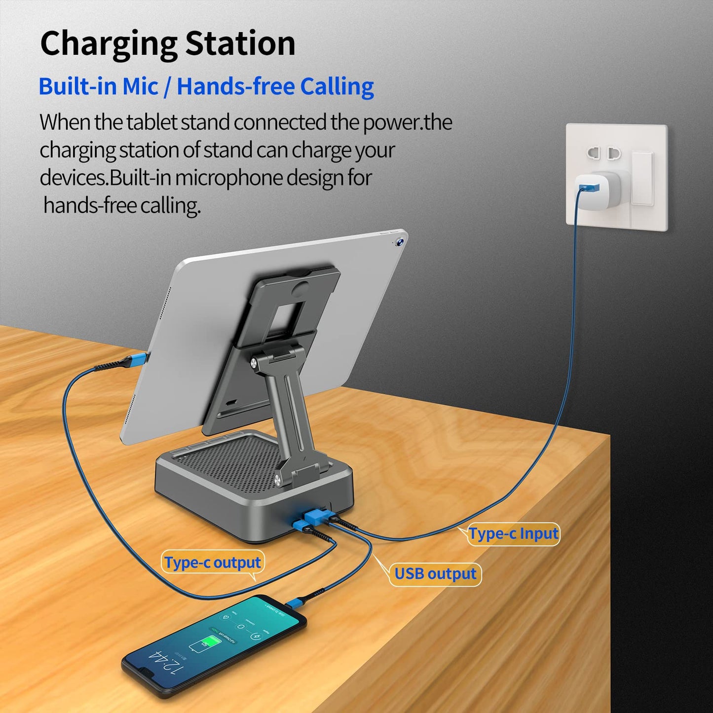 Cell Phone Stand with Wireless Bluetooth Speaker and Anti-Slip Base HD Surround Sound Perfect for Home and Outdoors with Bluetooth Speaker for Desk Compatible with iPhone/ipad/Samsung Galaxy