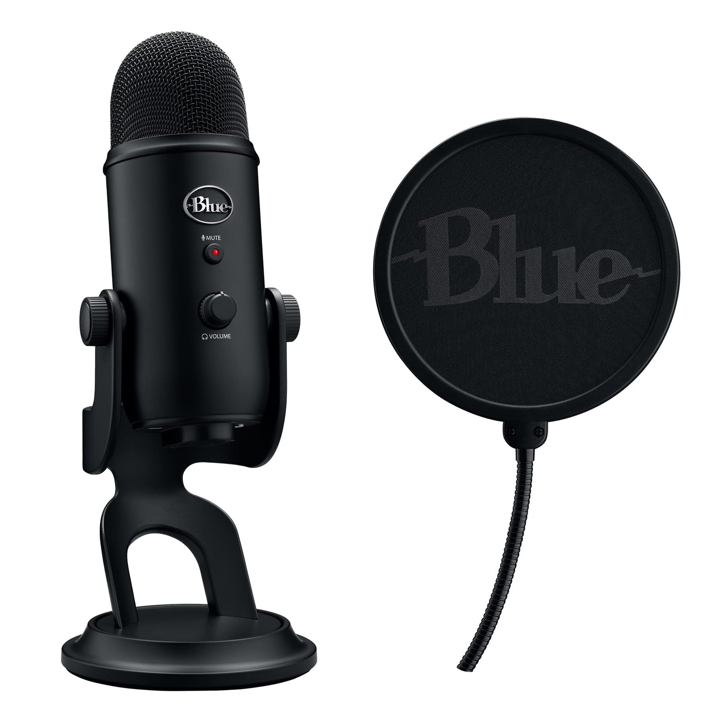 Logitech for Creators Blue Yeti USB Microphone for Gaming, Streaming, Podcasting, Twitch, YouTube, Discord, Recording for PC and Mac, 4 Polar Patterns, Studio Quality Sound, Plug & Play-Blackout