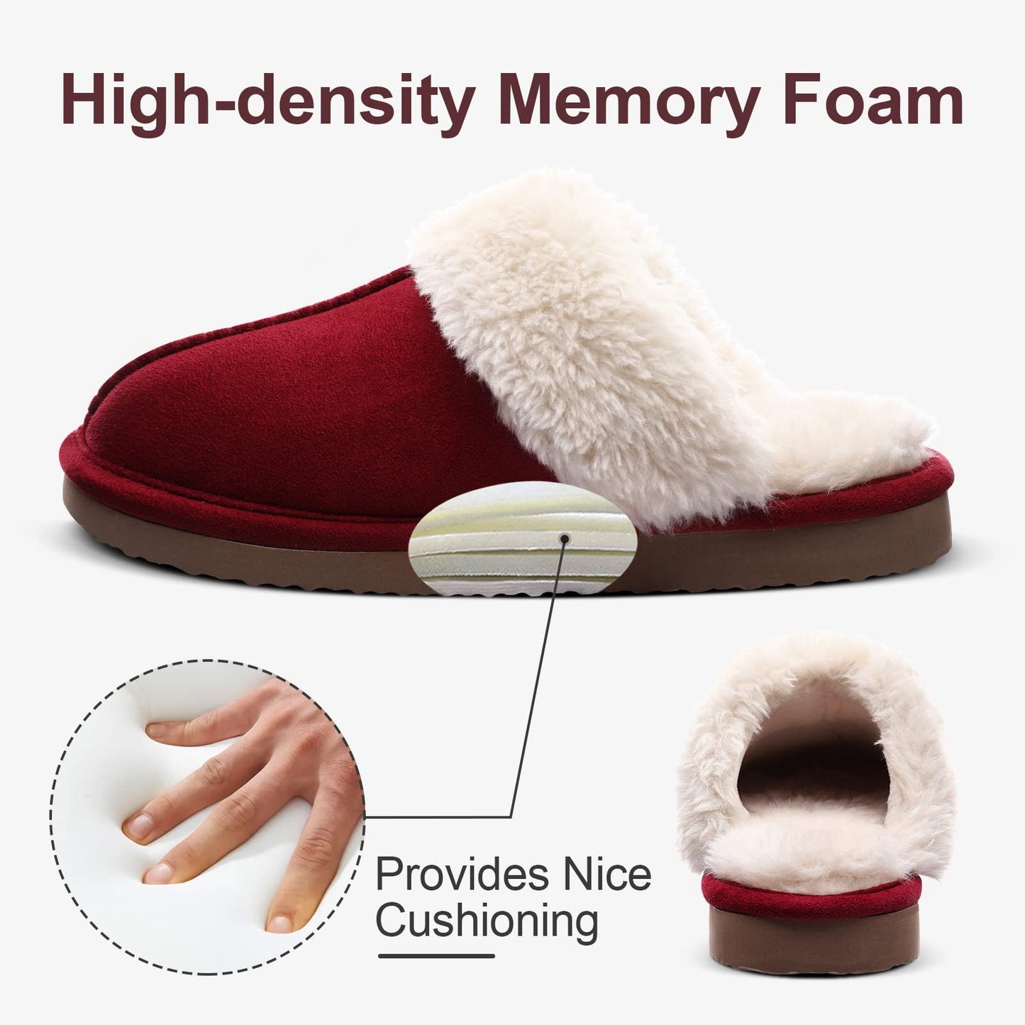 Litfun Women's Fuzzy Memory Foam Slippers Fluffy Winter House Shoes Indoor and Outdoor