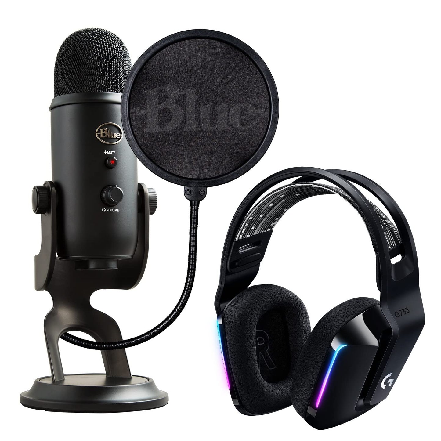 Logitech for Creators Blue Yeti USB Microphone for Gaming, Streaming, Podcasting, Twitch, YouTube, Discord, Recording for PC and Mac, 4 Polar Patterns, Studio Quality Sound, Plug & Play-Blackout