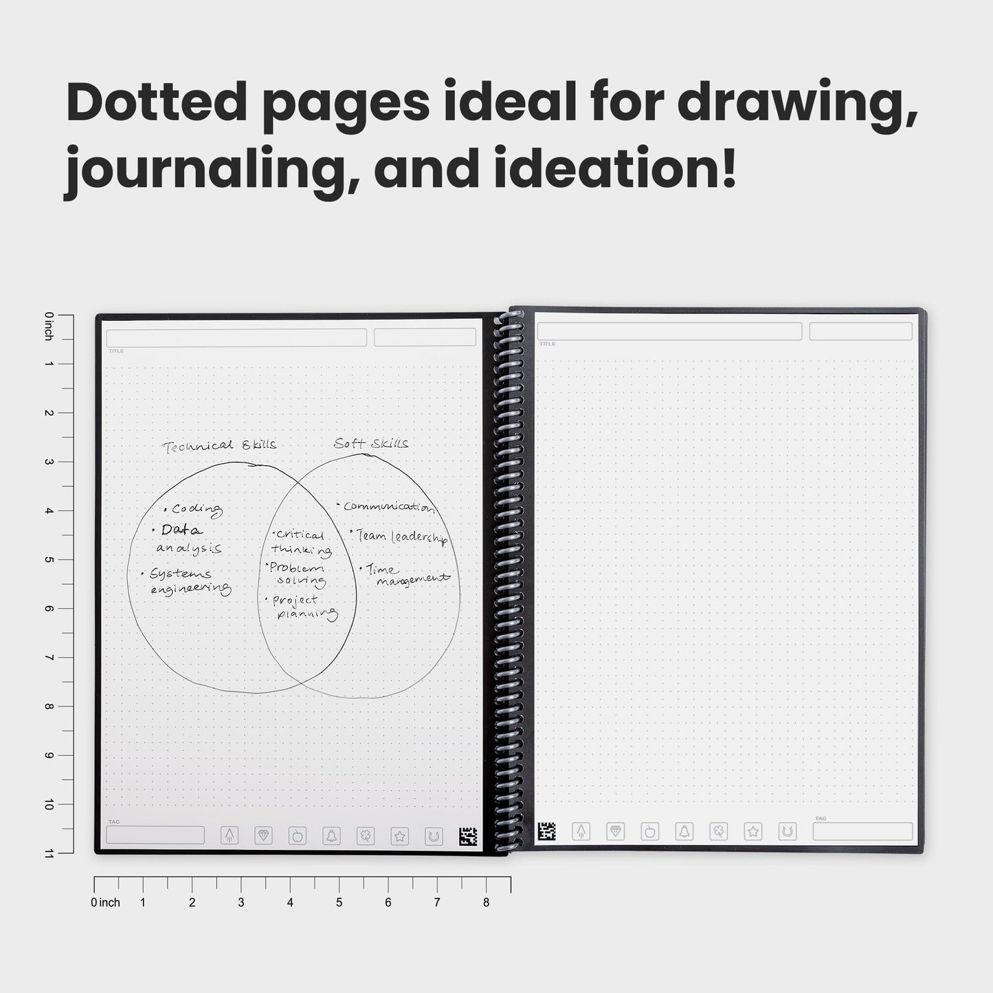 Rocketbook Core Reusable Spiral Notebook, Executive Size 6x8.8, Black - Dotted Pages, App-Connected, Erasable, Durable Cover, Ideal for School, Work, and Creative Projects