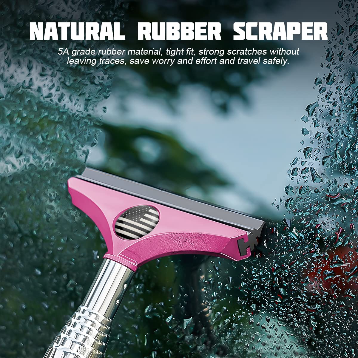 Car Rearview Mirror Wiper, Auto Mirror Squeegee Cleaner, Glass Mist Cleaning Tool with Retractable 98cm Handle