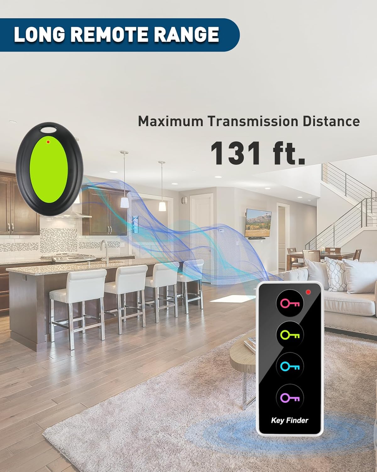 Key Finder,85dB+ Item Locator Tags with 131ft. Working Range,Wireless Key Tracker Remote Finder Locator with Sound for Finding Wallet, Key, Phone, Glasses, Pet Tracker