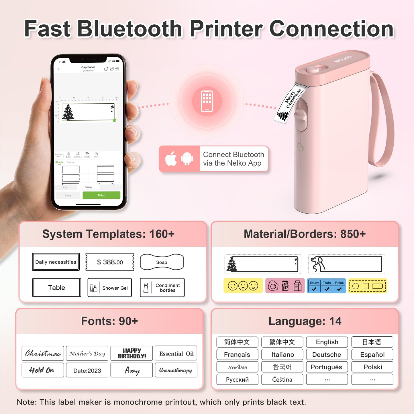 Nelko Label Maker Machine with Tape, P21 Bluetooth Label Printer, Wireless Mini Label Makers with Multiple Templates for Organizing Office Home, White