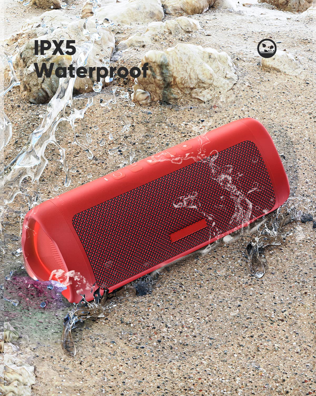 Bluetooth Speaker with HD Sound, Portable Wireless, IPX5 Waterproof, Up to 20H Playtime, TWS Pairing, BT5.3, for Home/Party/Outdoor/Beach, Electronic Gadgets, Birthday Gift (Black)